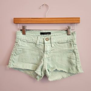 Flying Monkey Mint Green Denim Raw Hem Shorty Short Cut Offs size 1